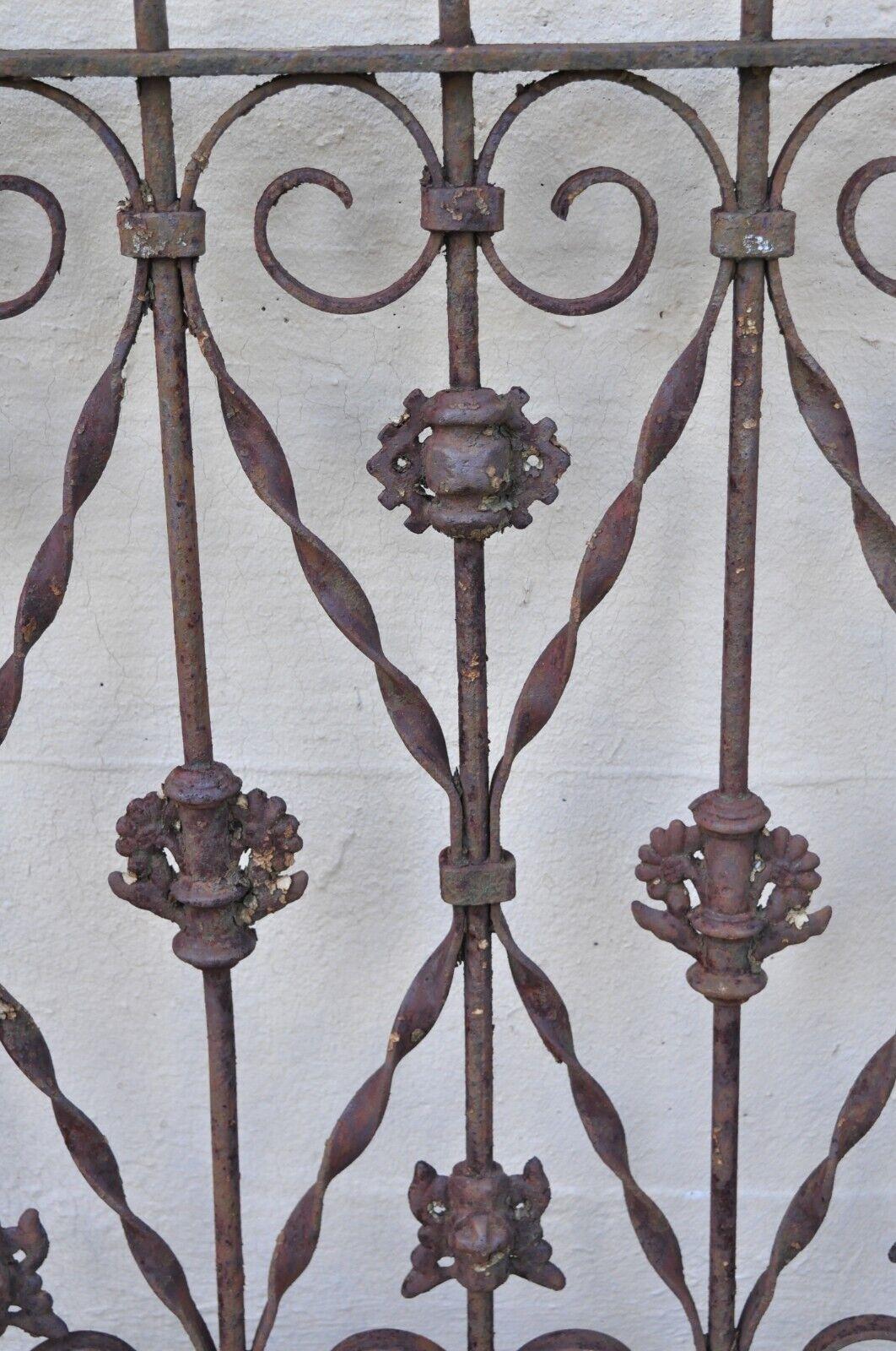 20th Century Antique Victorian Wrought Iron Ornate Gate Fence Architectural Element