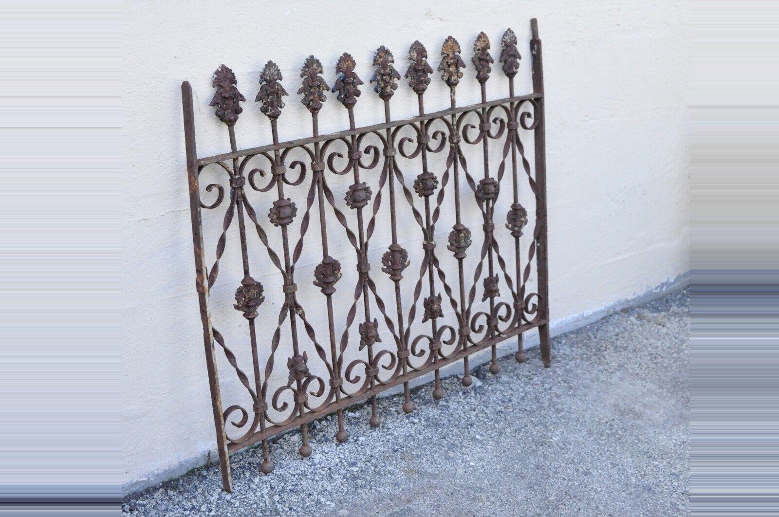 Antique Victorian Wrought Iron Ornate Gate Fence Architectural Element 2