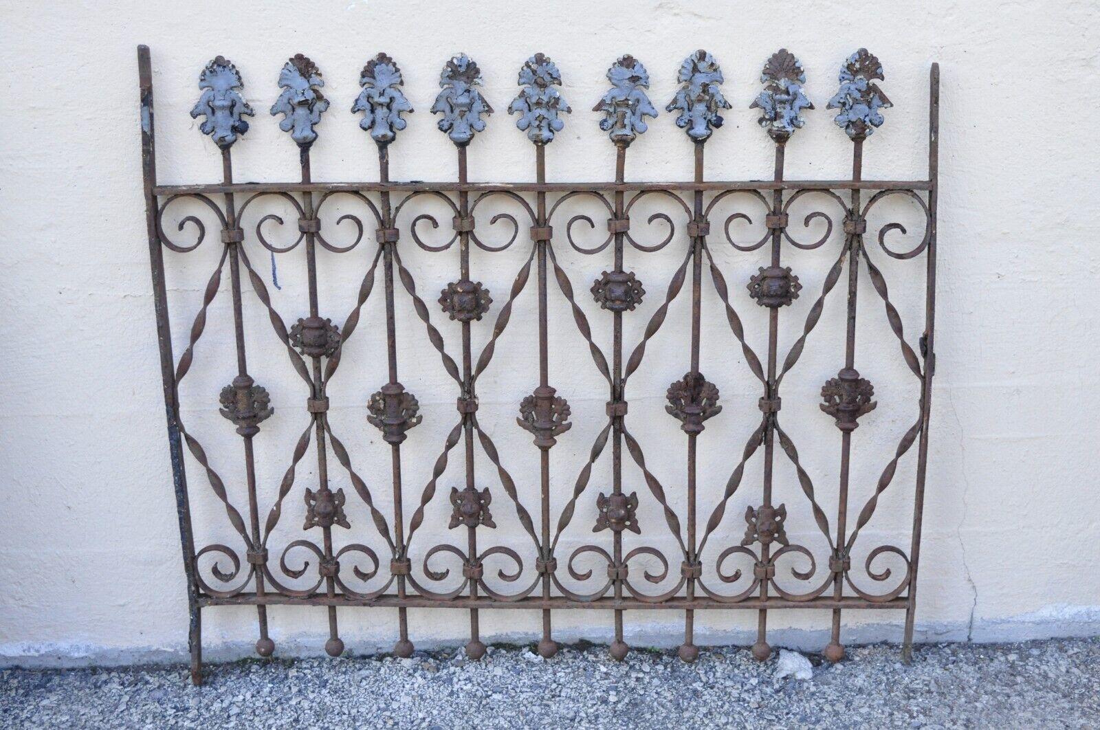 Antique Victorian Wrought Iron Ornate Gate Fence Architectural Element 4