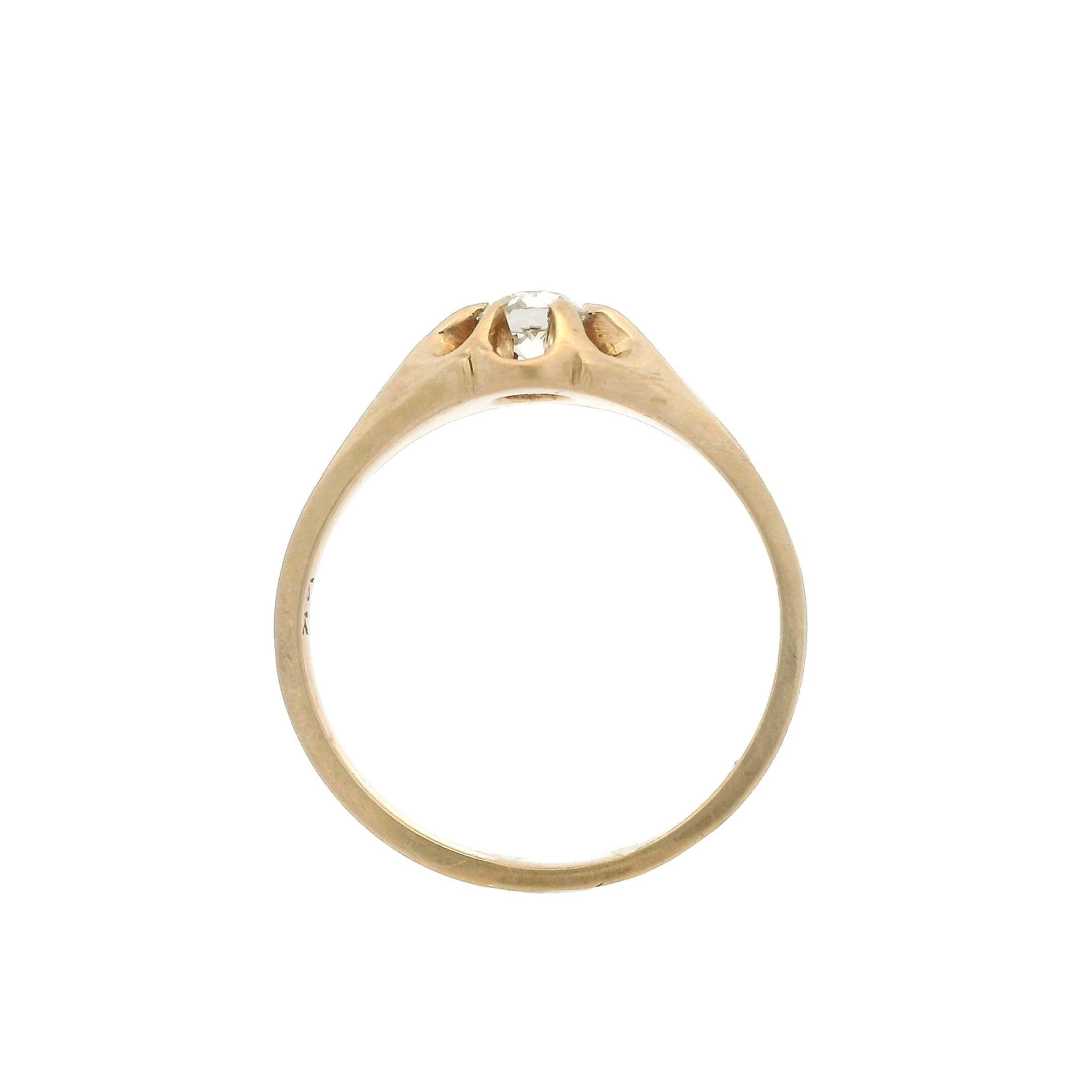 Victorien Bague gitane victorienne ancienne solitaire en or jaune 0,30 ctw Old Belcher Diamond en vente