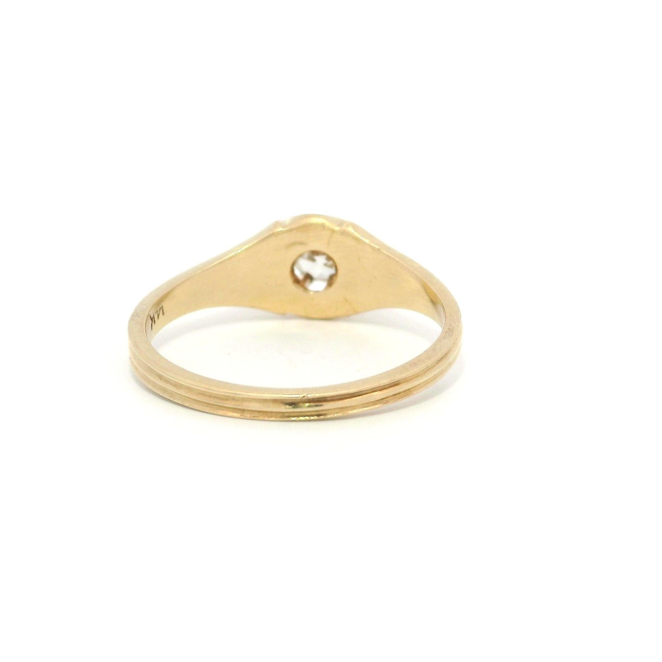 Bague gitane victorienne ancienne solitaire en or jaune 0,30 ctw Old Belcher Diamond en vente 2