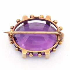 Antike viktorianische Gelbgold 21,08ct Amethyst Brosche