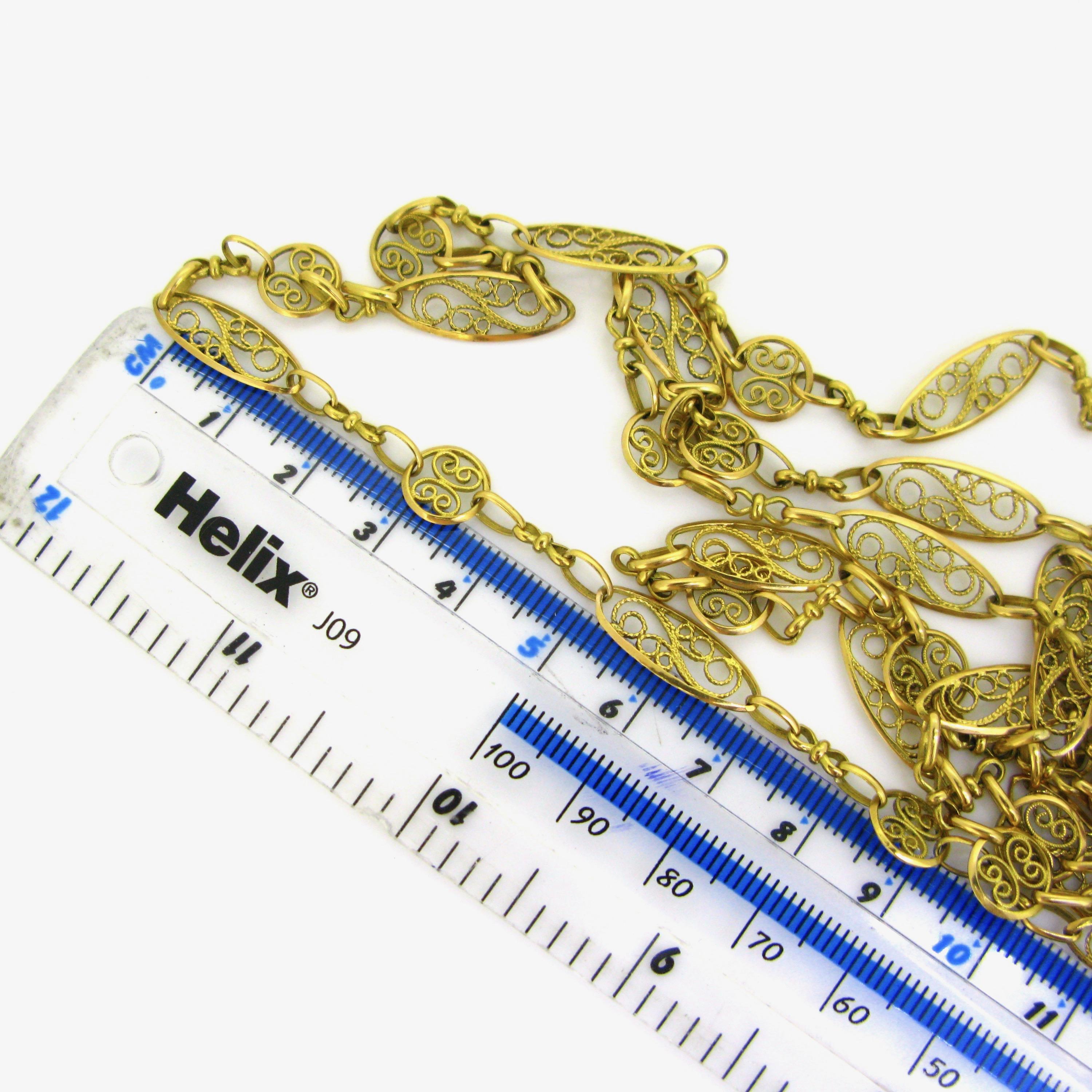 Women's or Men's Antique Victorian Yellow Gold Long Chain Necklace