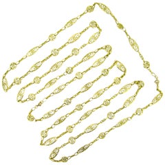 Antique Victorian Yellow Gold Long Chain Necklace