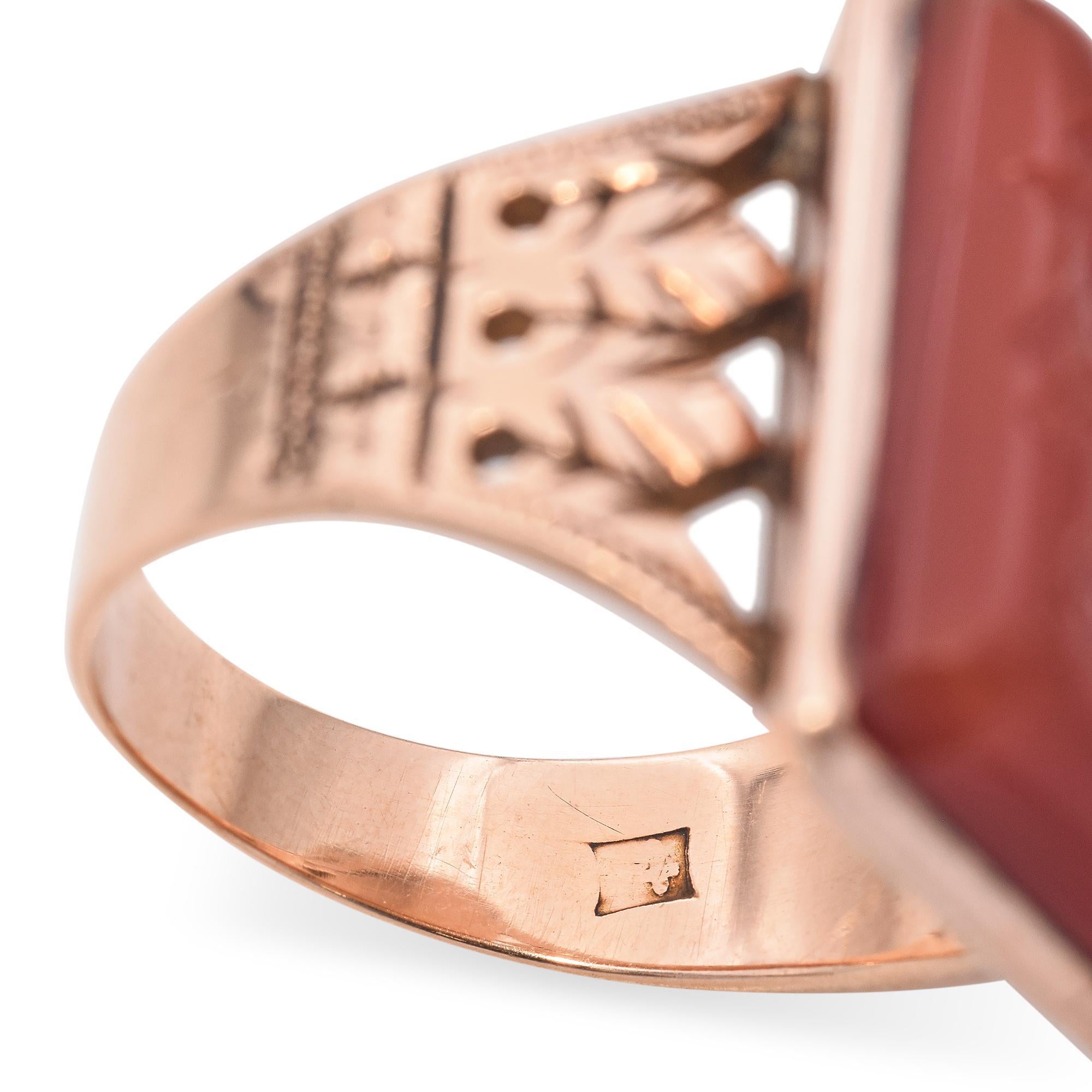 Antique Victorian Yellow Gold Carnelian Intaglio Signet Ring For Sale 5
