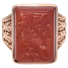Antique Victorian Yellow Gold Carnelian Intaglio Signet Ring