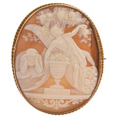 Antique Victorian Yellow Gold Cronus with Dionysus Cameo Brooch