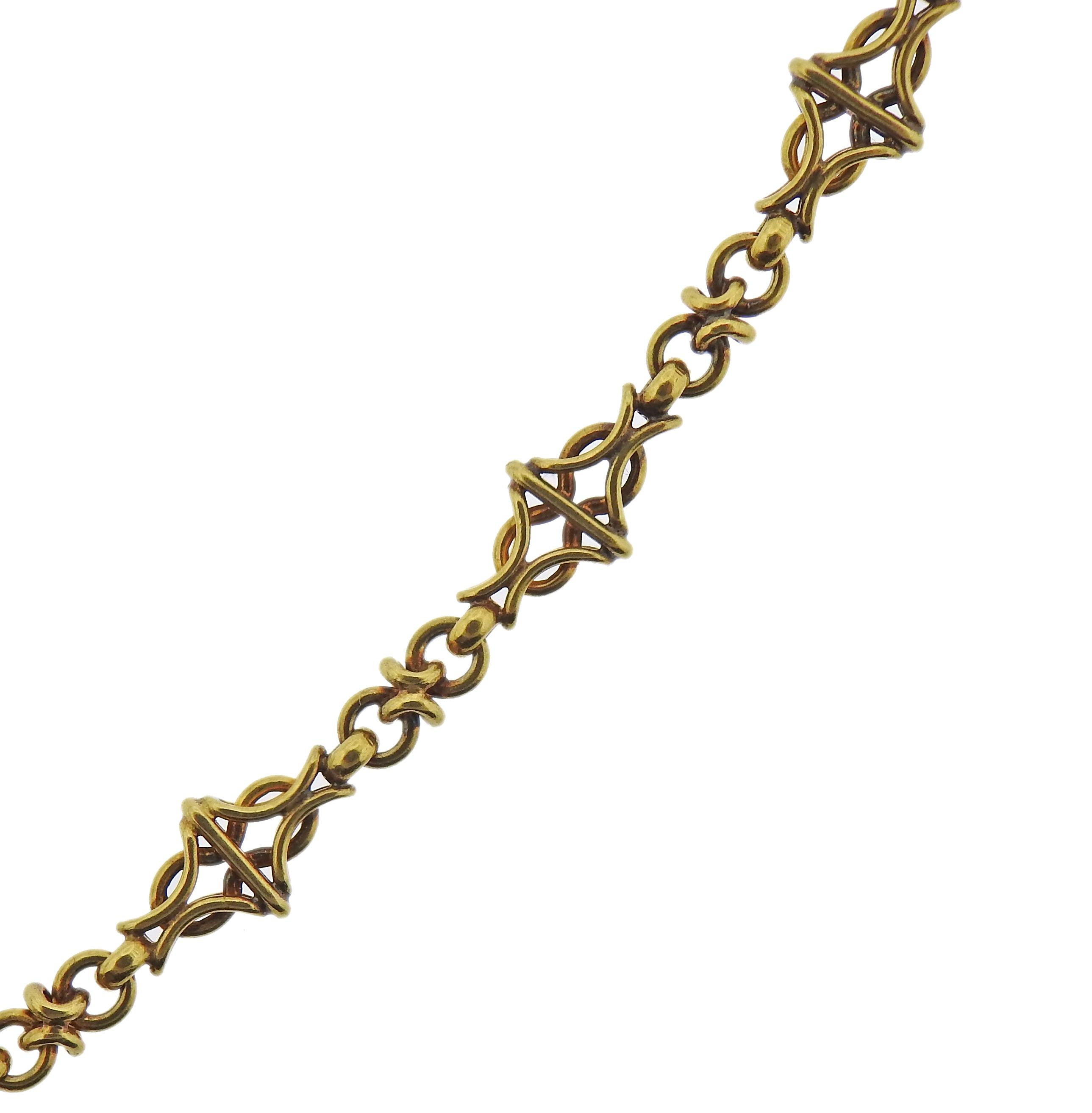 Antique Victorian Yellow Gold Long Fob Chain Necklace In Excellent Condition For Sale In New York, NY