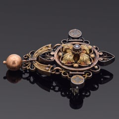 Antique Victorian Yellow Gold Pearl Pendant Brooch