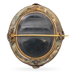 Antique Victorian Yellow Gold Portrait Mourning Brooch