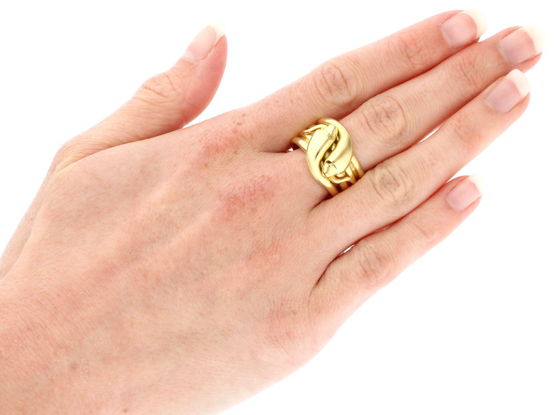 Women's or Men's Antique Victorian Yellow Gold Snake Dress Ring For Sale