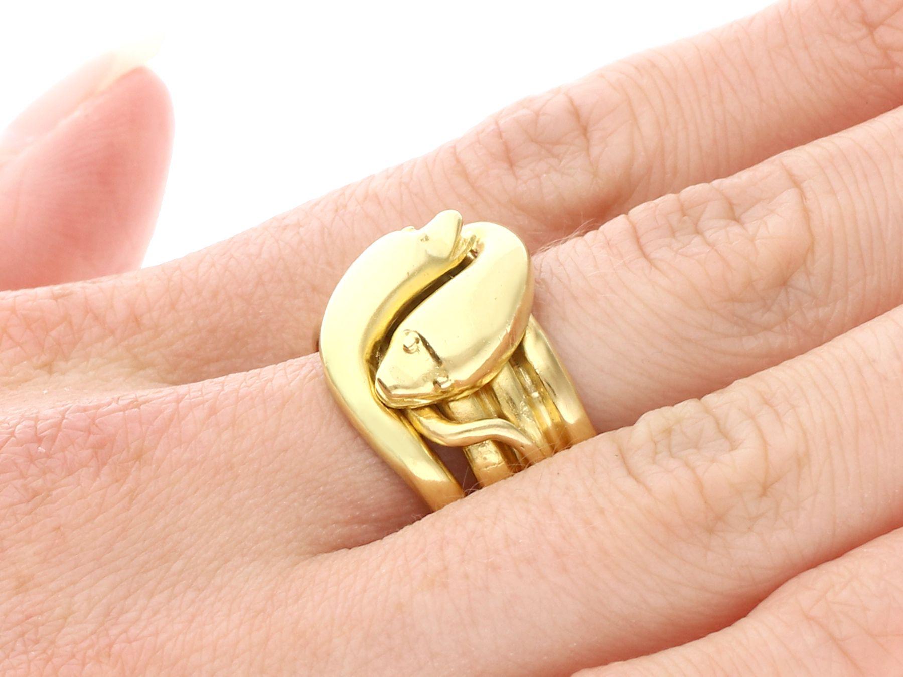 Antique Victorian Yellow Gold Snake Dress Ring For Sale 1