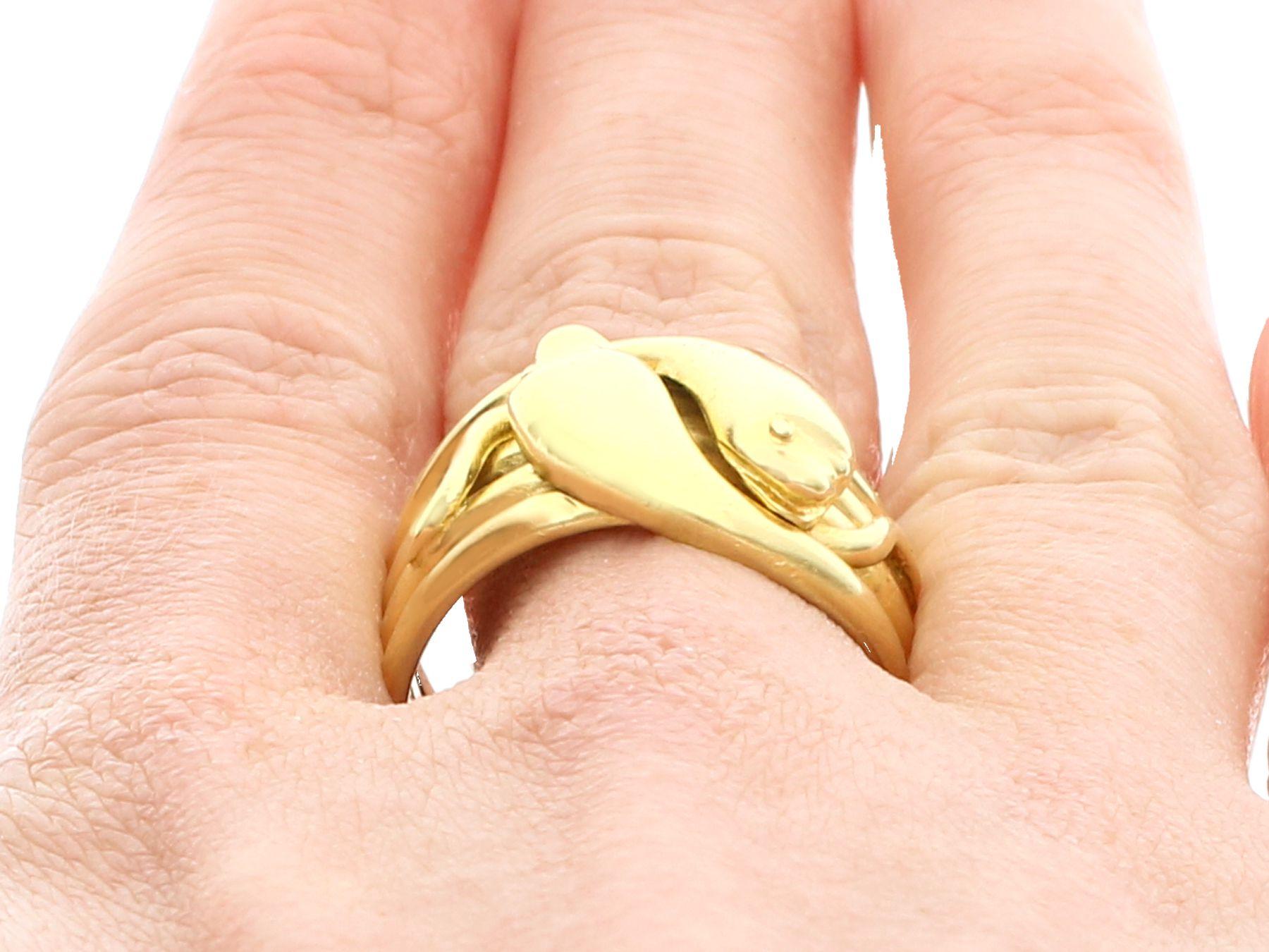 Antique Victorian Yellow Gold Snake Dress Ring For Sale 2