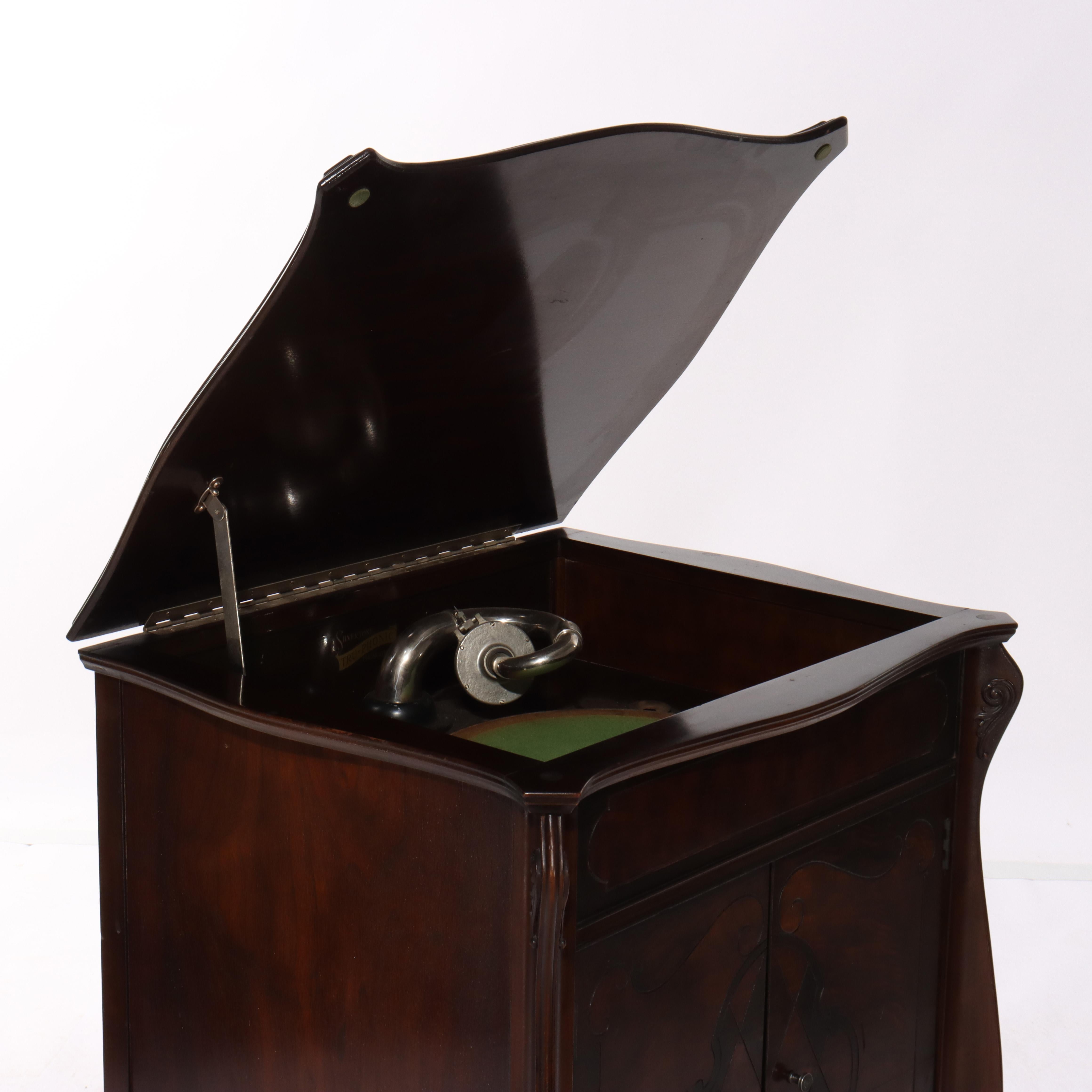 Antique Victrola Silvertone Tru-Phonic Mahogany Phonograph C1920 For Sale 11