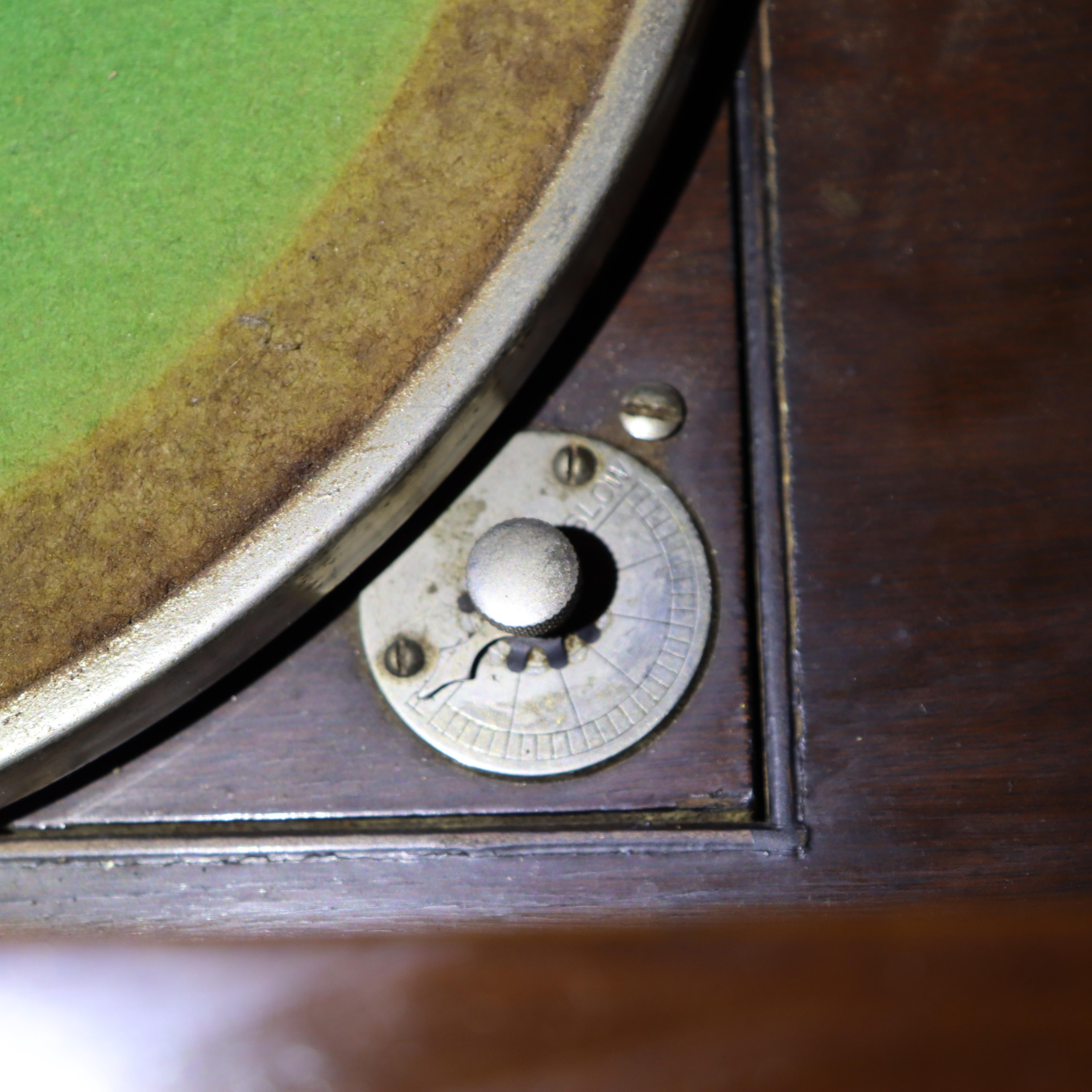 Wood Antique Victrola Silvertone Tru-Phonic Mahogany Phonograph C1920 For Sale