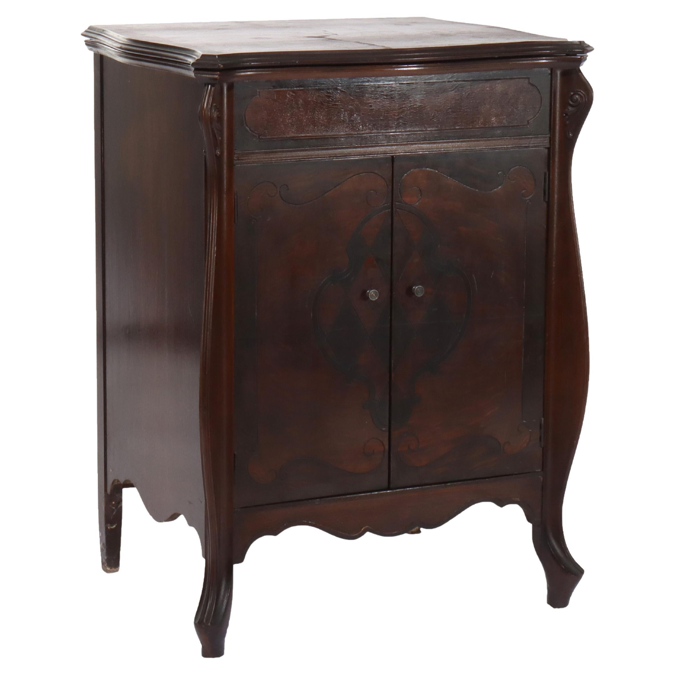 Antique Victrola Silvertone Tru-Phonic Mahogany Phonograph C1920 For Sale