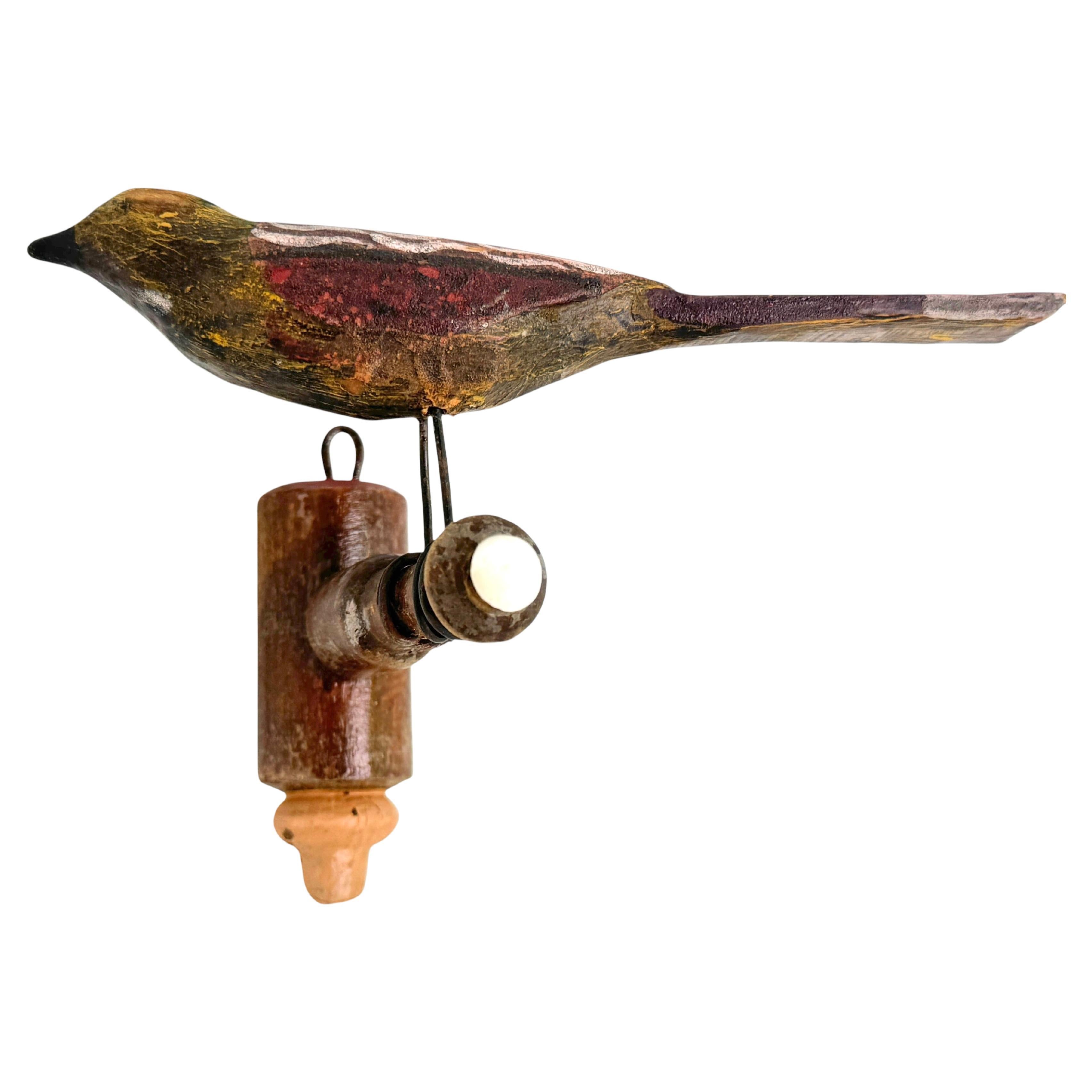 Ancien oiseau en bois sculpté à la main de Viechtauer, Black Forest Folk Art, Autriche 1860s