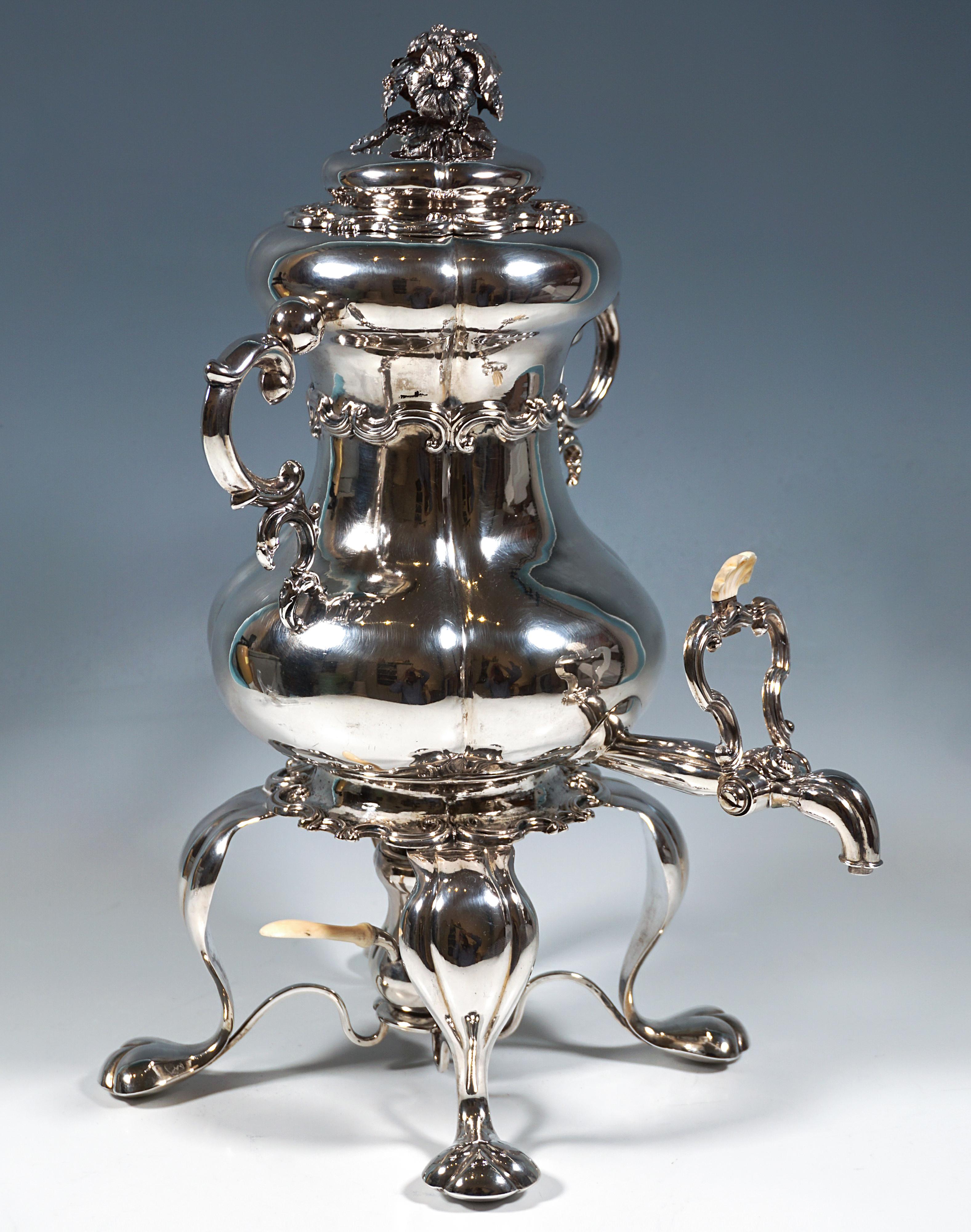 Biedermeier Antique Vienna Biedereier Silver Samovar With Rechaud by Franz Schaffer Mid 19th