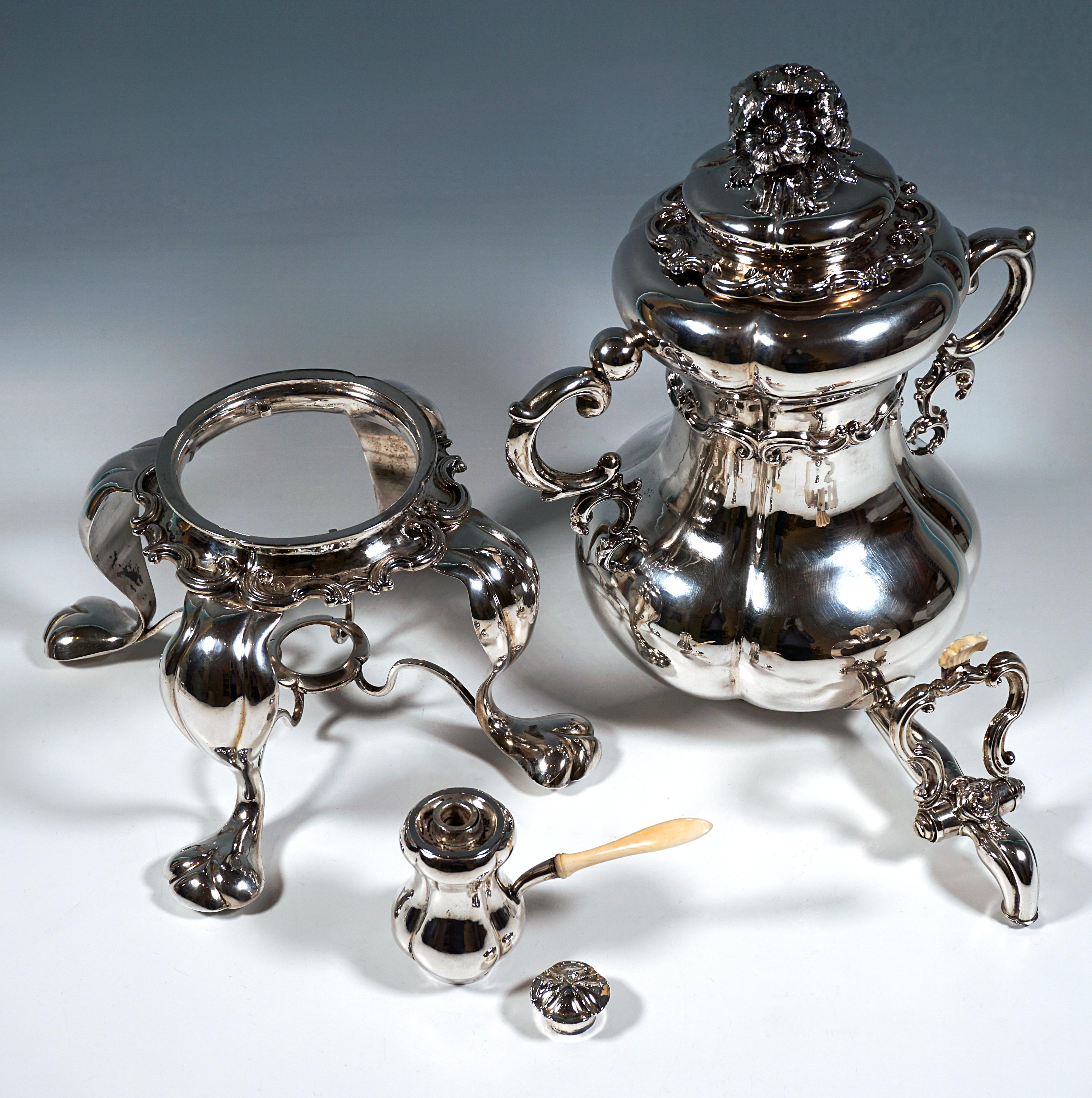 Mid-19th Century Antique Vienna Biedereier Silver Samovar With Rechaud by Franz Schaffer Mid 19th