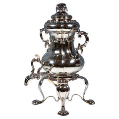 Antique Vienna Biedereier Silver Samovar With Rechaud by Franz Schaffer Mid 19th