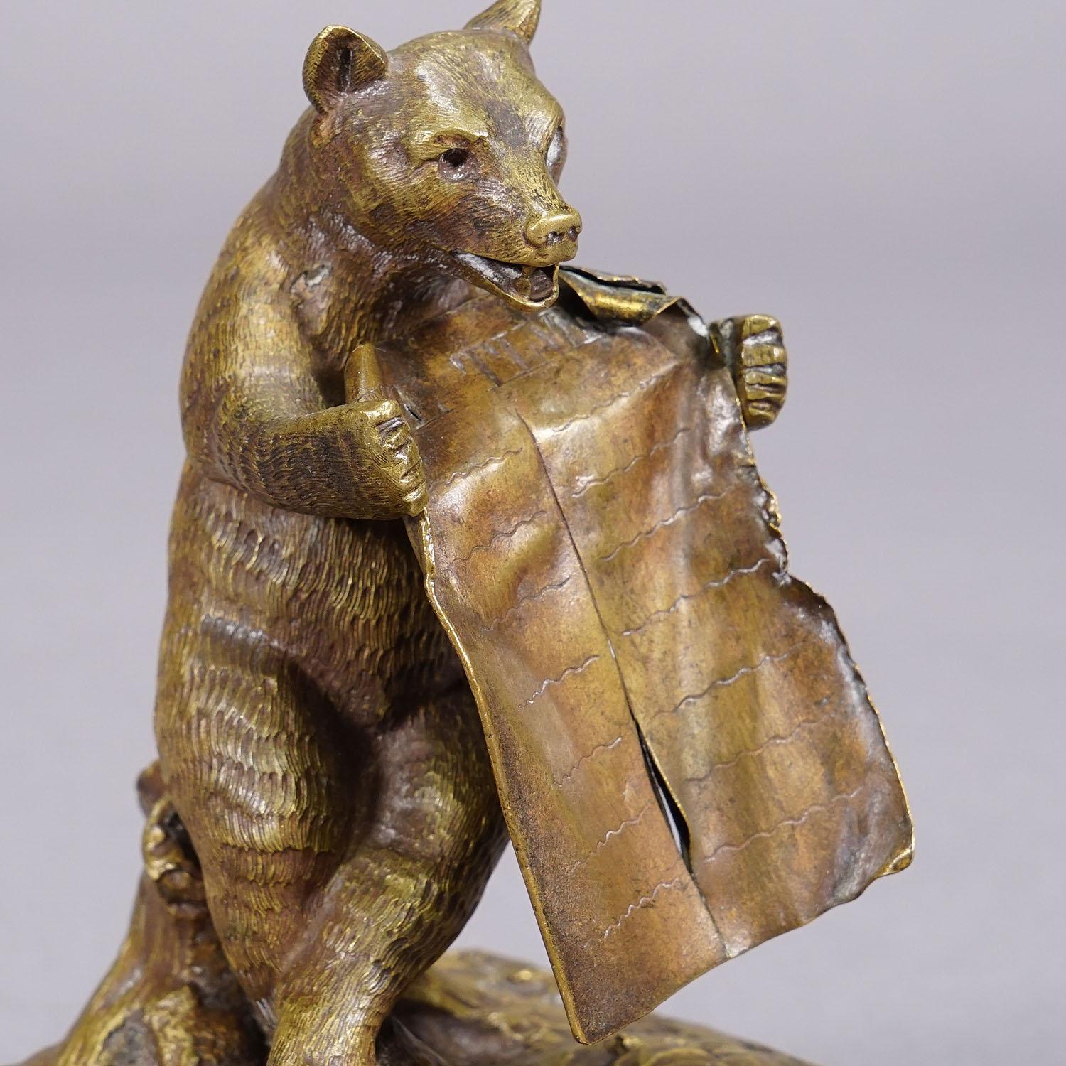 Ours en bronze antique de Vienna Bronze avec couverture Bon état - En vente à Berghuelen, DE