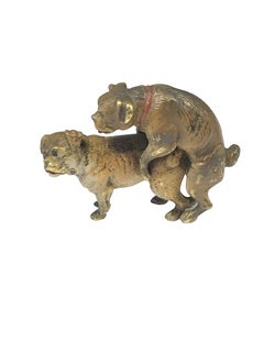 Antique Vienna Bronze Cold Painted Enamel Pug Dog Figure