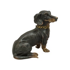 Antique Vienna Bronze Dachshund Inkwell