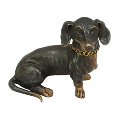 Antique Vienna Bronze Dachshund Inkwell