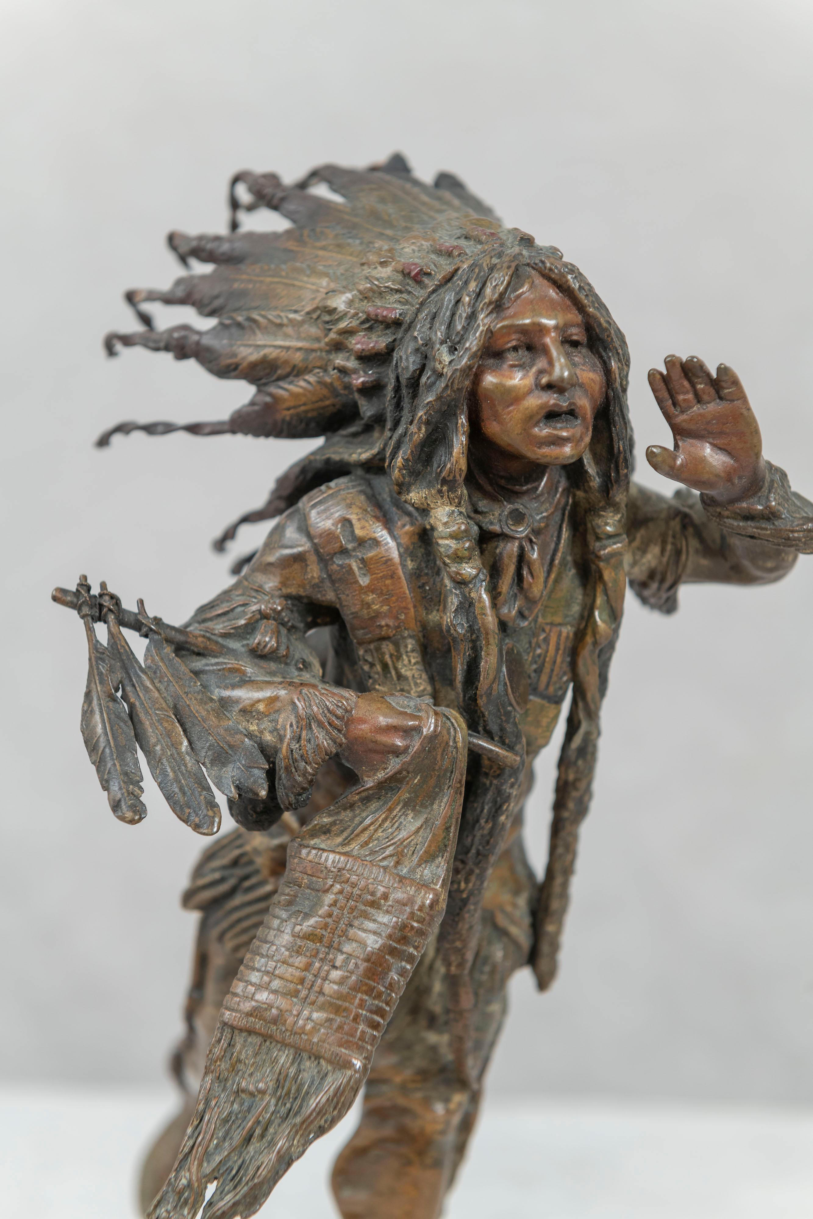 Native American Antique Vienna Bronze of an Indian Medicine by Carl Kauba, circa 1910