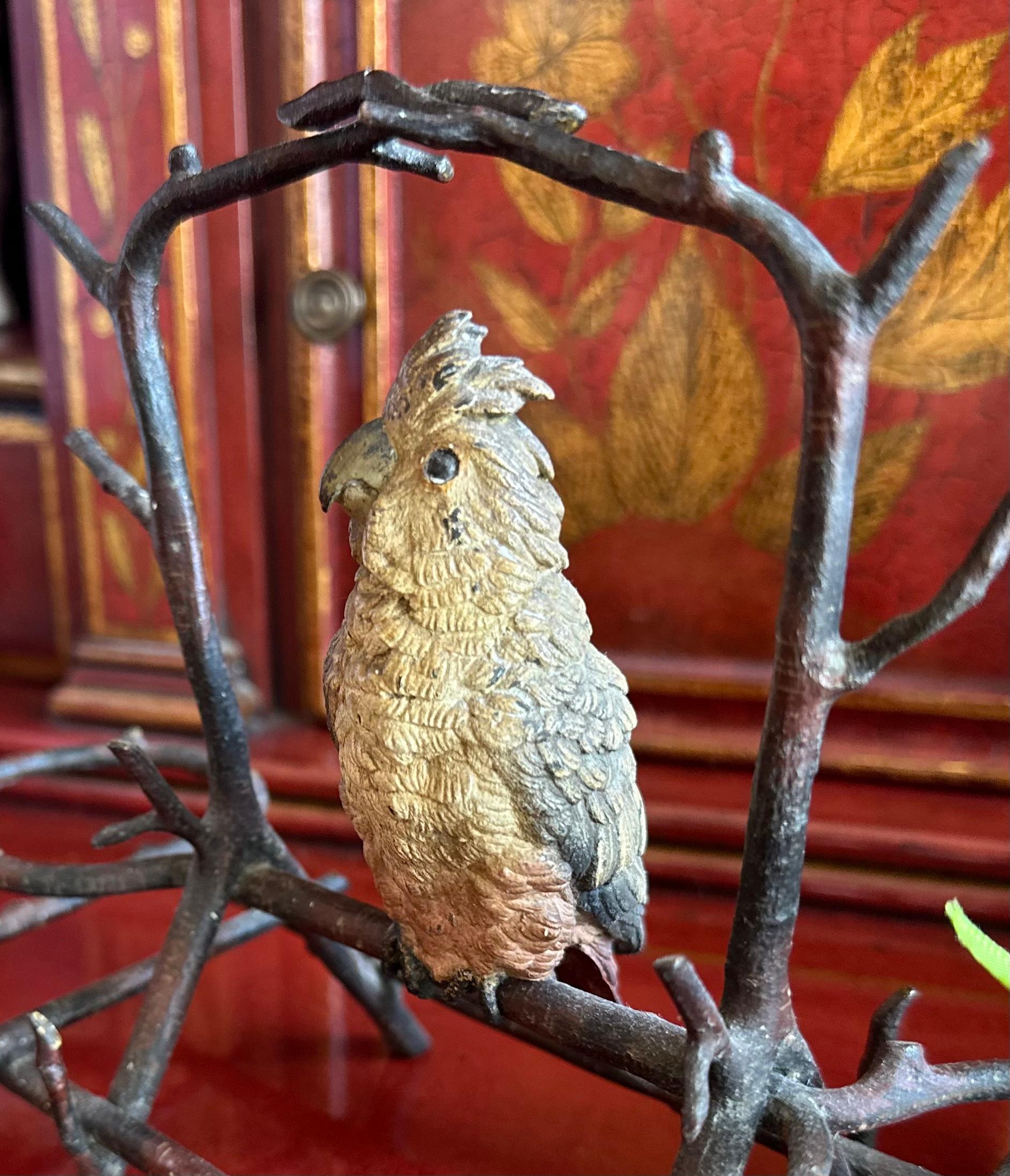 Antike Vienna Bronze Papagei Vogel Skulptur Tintenfass (Wiener Secession) im Angebot