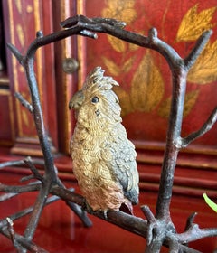 Antique Vienna Bronze Parrot Bird Sculpture Inkwell