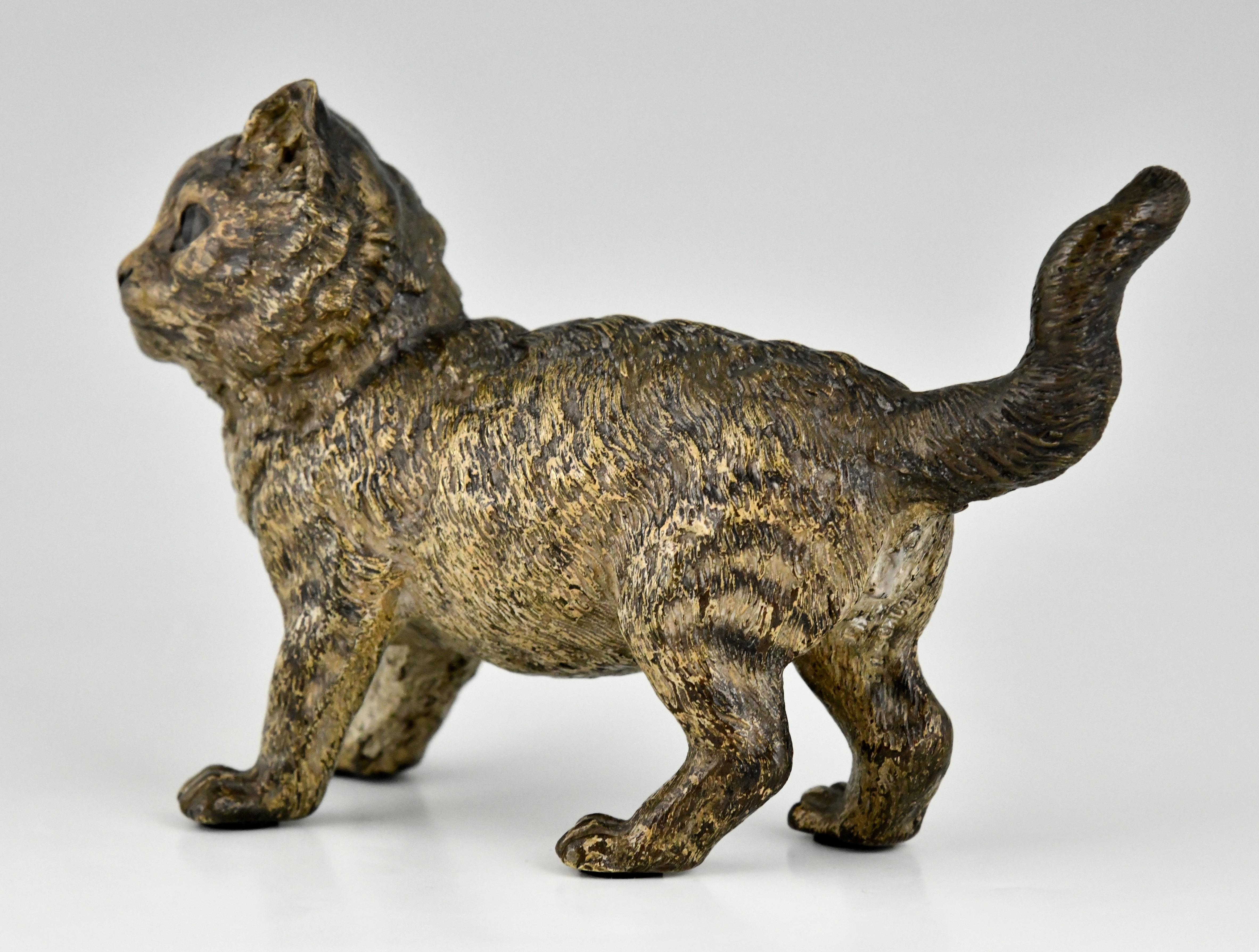 Antike Wiener Bronzeskulptur einer Katze von Bergman, Österreich, ca. 1900 im Angebot 2