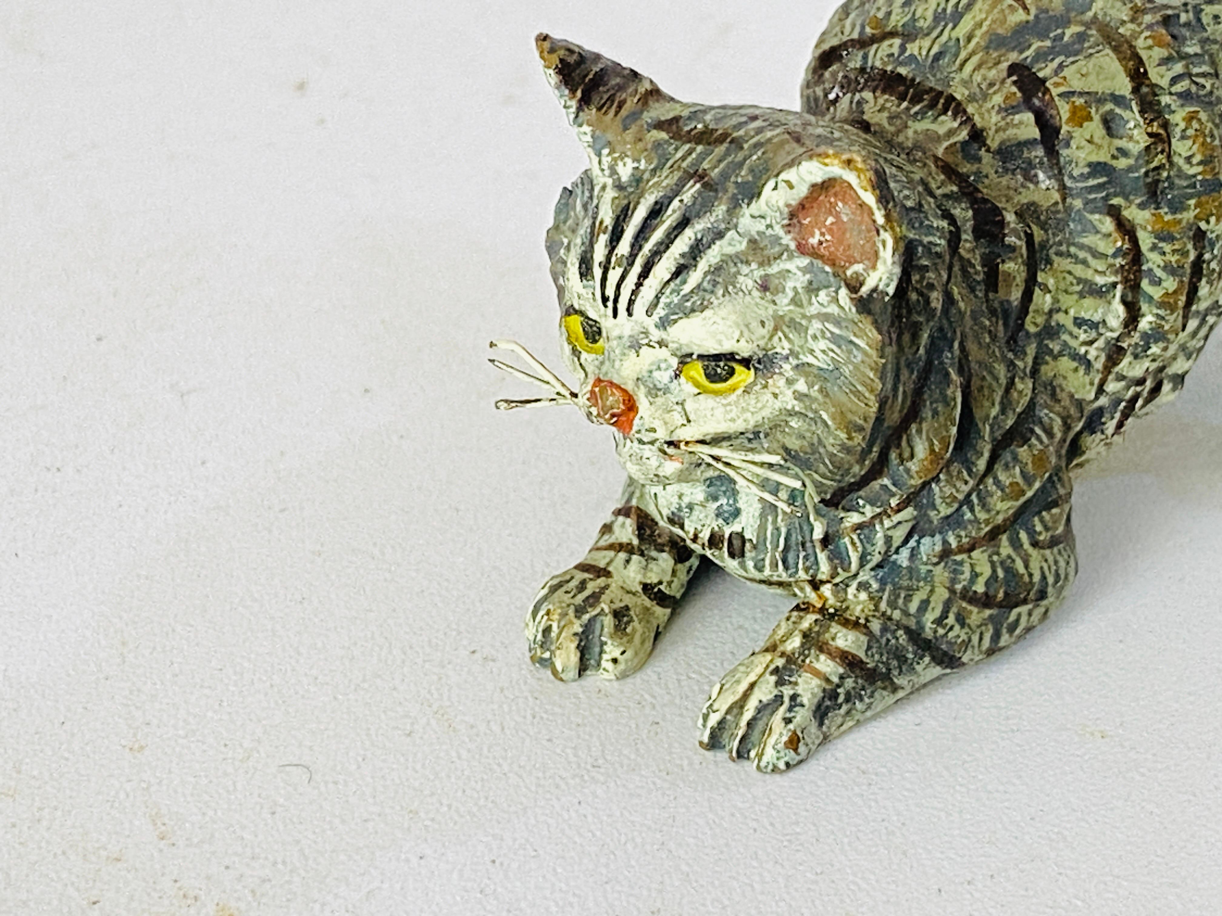 Antike Wiener Bronzeskulptur einer Katze im Bergman-Stil, Österreich, um 1900 im Zustand „Gut“ im Angebot in Auribeau sur Siagne, FR