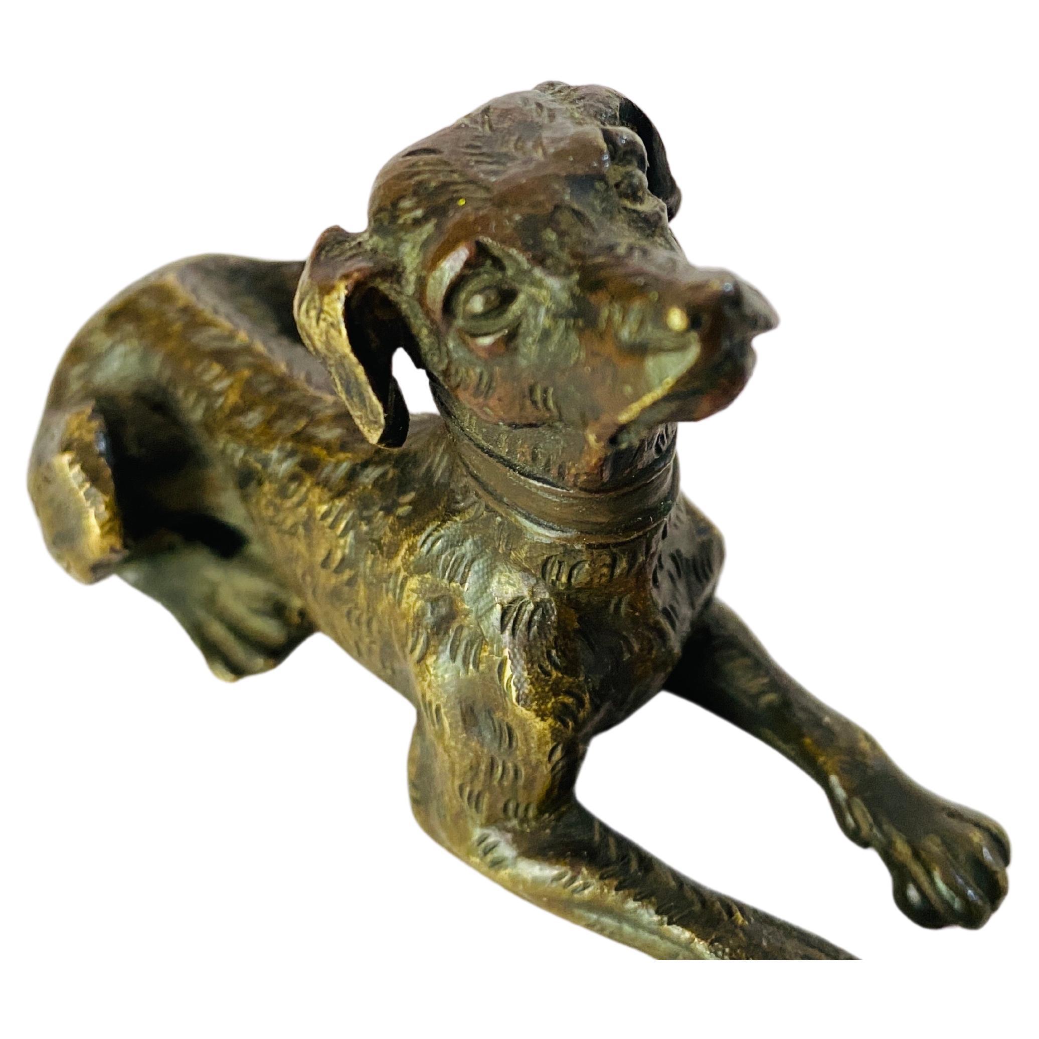 Vienna cold painted bronze of a Cat antique figure.

Offered is a Viennese cold-painted bronze figure of a Cat dating to the early 20th century. He shows an antique patina with expected losses to the original paint.