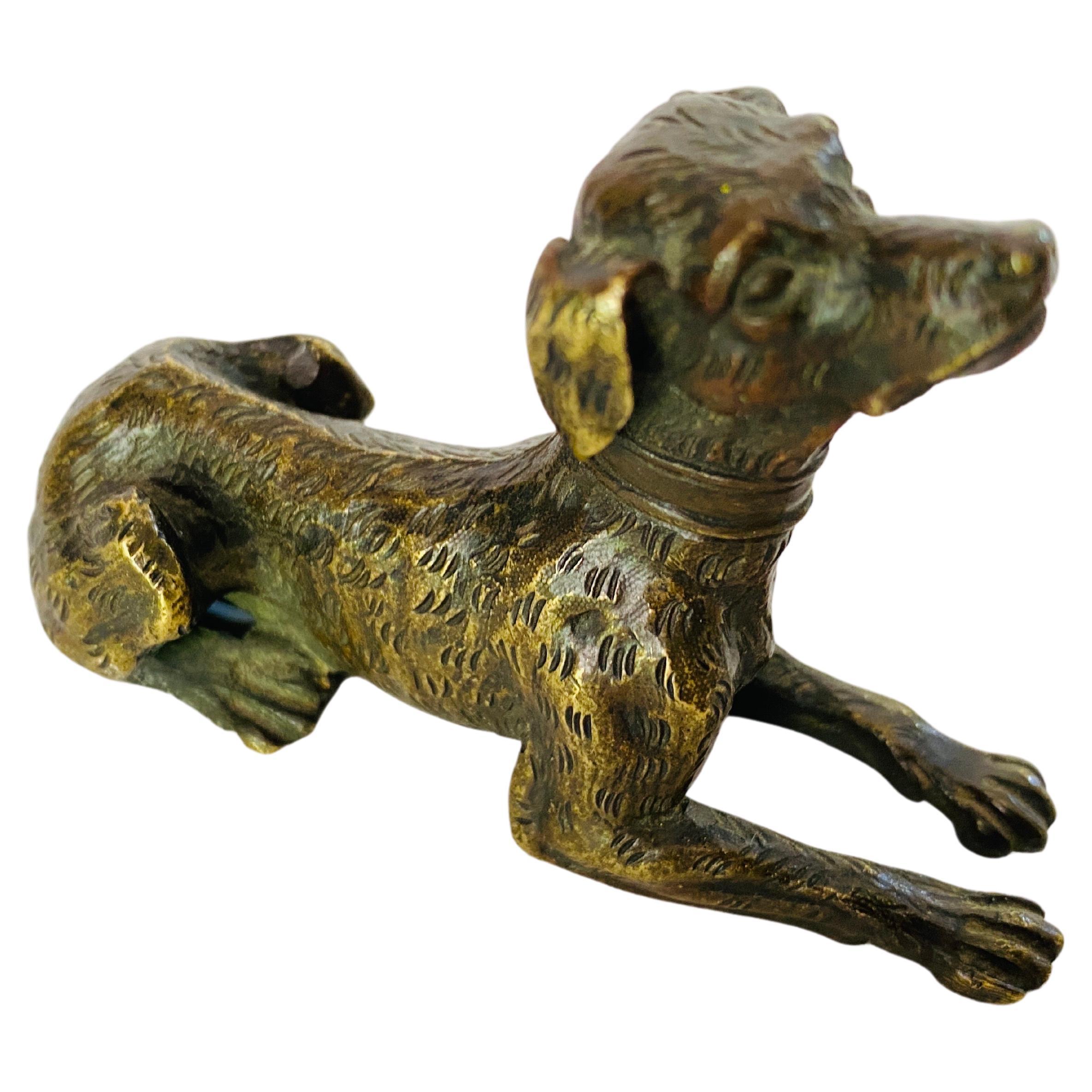 Antique Vienna Bronze Sculpture of a Dog in Bergman Style, Austria, ca. 1900 In Good Condition For Sale In Auribeau sur Siagne, FR