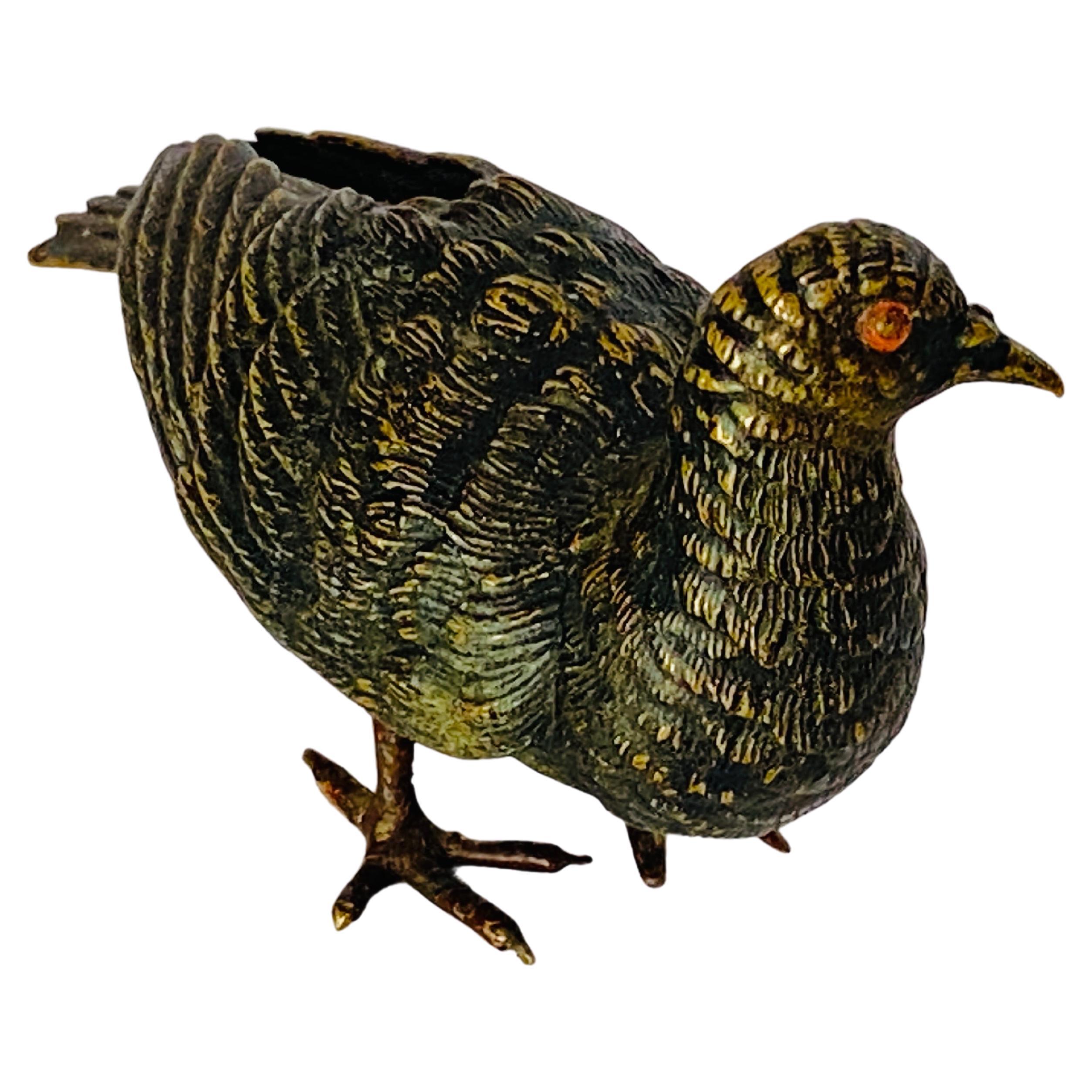 Antique Vienna Bronze Sculpture of a Partridge by Bergman, Austria, circa 1900 For Sale