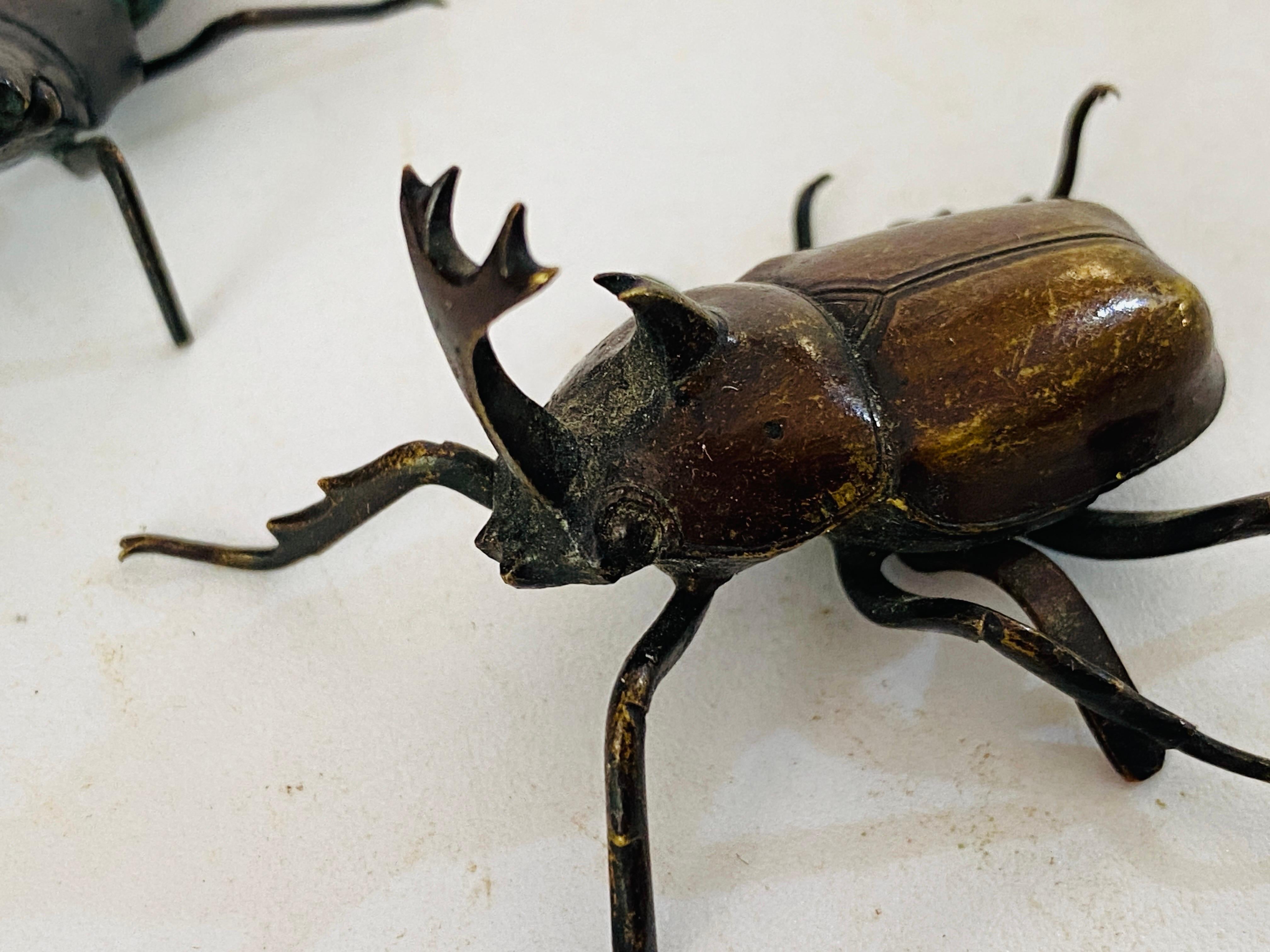 Antique Vienna Bronze Sculpture of  Beetles in Bergman Style Austria Set of 2 For Sale 3