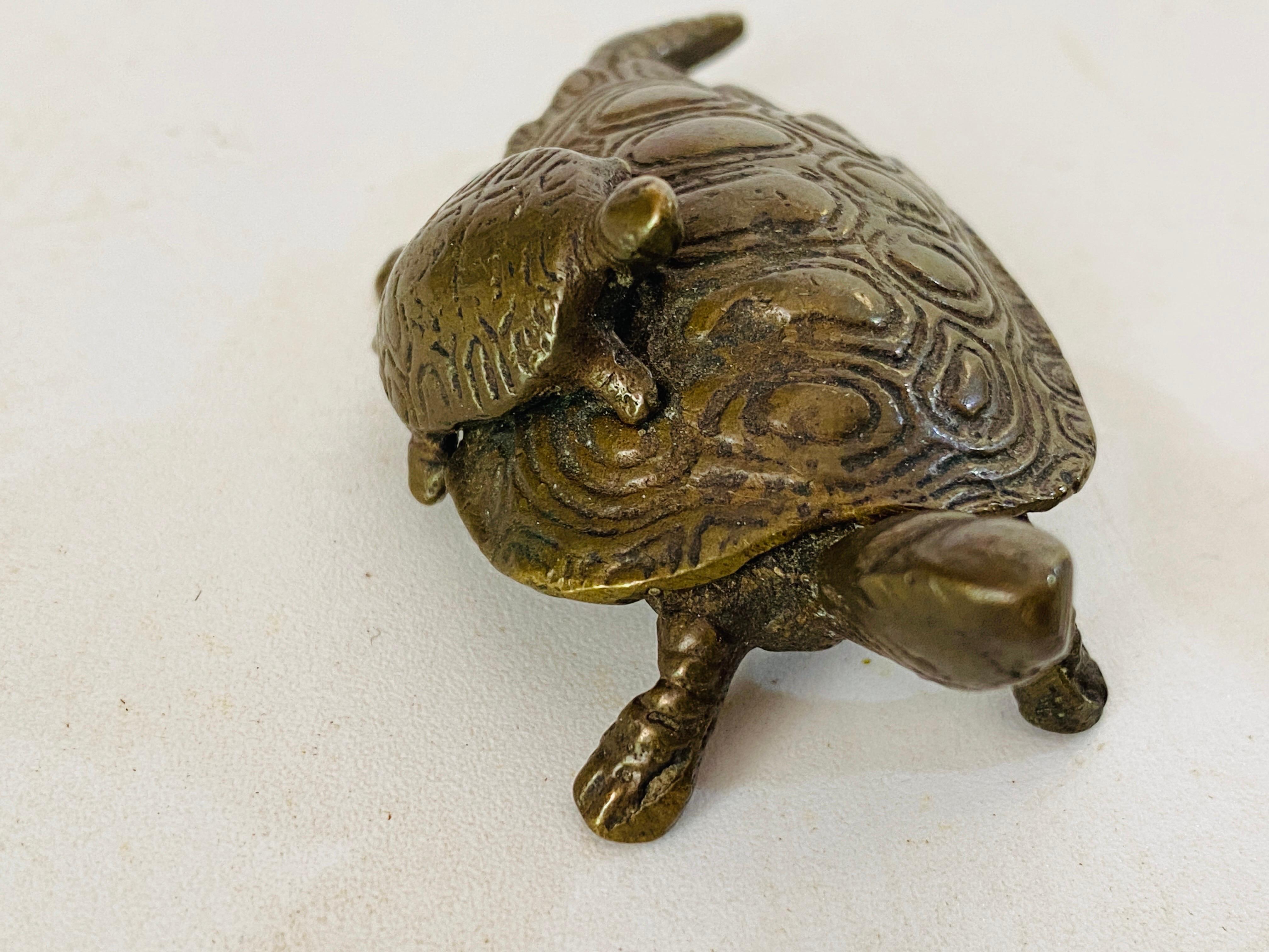 Antique Vienna Bronze Sculpture of Turtle and Dog Bergman Style Austria Set of 2 In Good Condition For Sale In Auribeau sur Siagne, FR