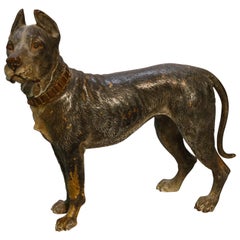 Antiker Wiener Bronzehund:: Deutsche Dogge:: kalt bemalt:: um 1900