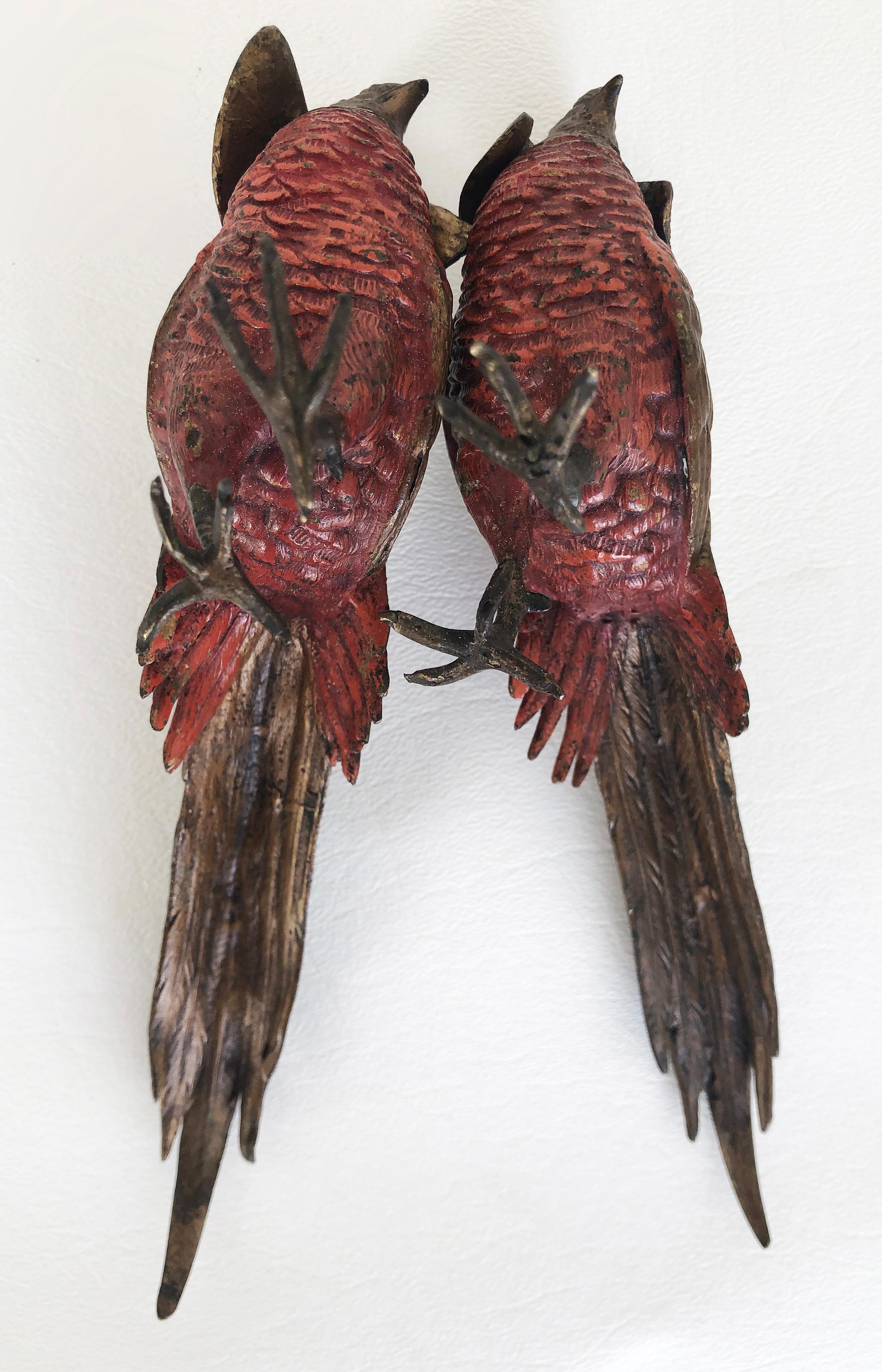 Antike Wiener Pheasants aus kalt bemalter Bronze, ein Paar im Angebot 1