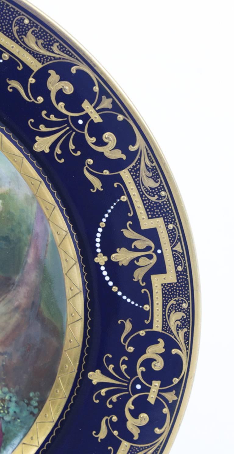Austrian Antique Vienna Porcelain Cabinet Plate Bidenschild Mark, 19th Century