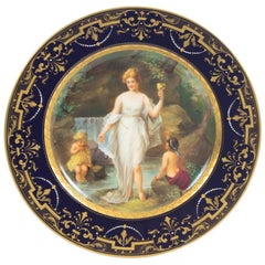 Ancienne assiette de cabinet en porcelaine de Vienne:: marque Bidenschild:: 19ème siècle
