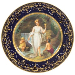 Antique Vienna Porcelain Cabinet Plate Bidenschild Mark, 19th Century