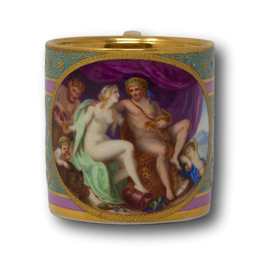 Belle Époque Tazza e piattino antichi in porcellana di Vienna in vendita