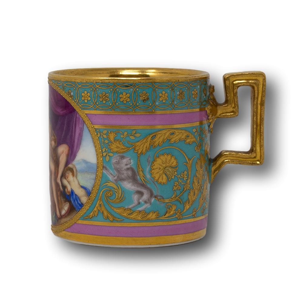 Austriaco Tazza e piattino antichi in porcellana di Vienna in vendita