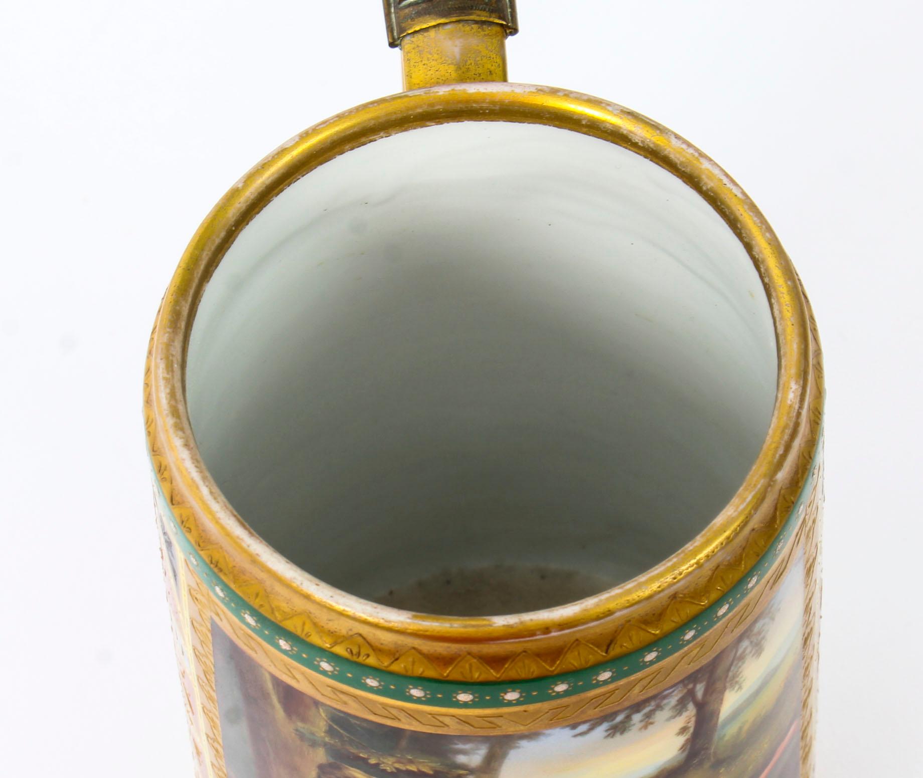 Antique Vienna Porcelain Lidded Tankard with Amor and Psyche, 19th Century 6
