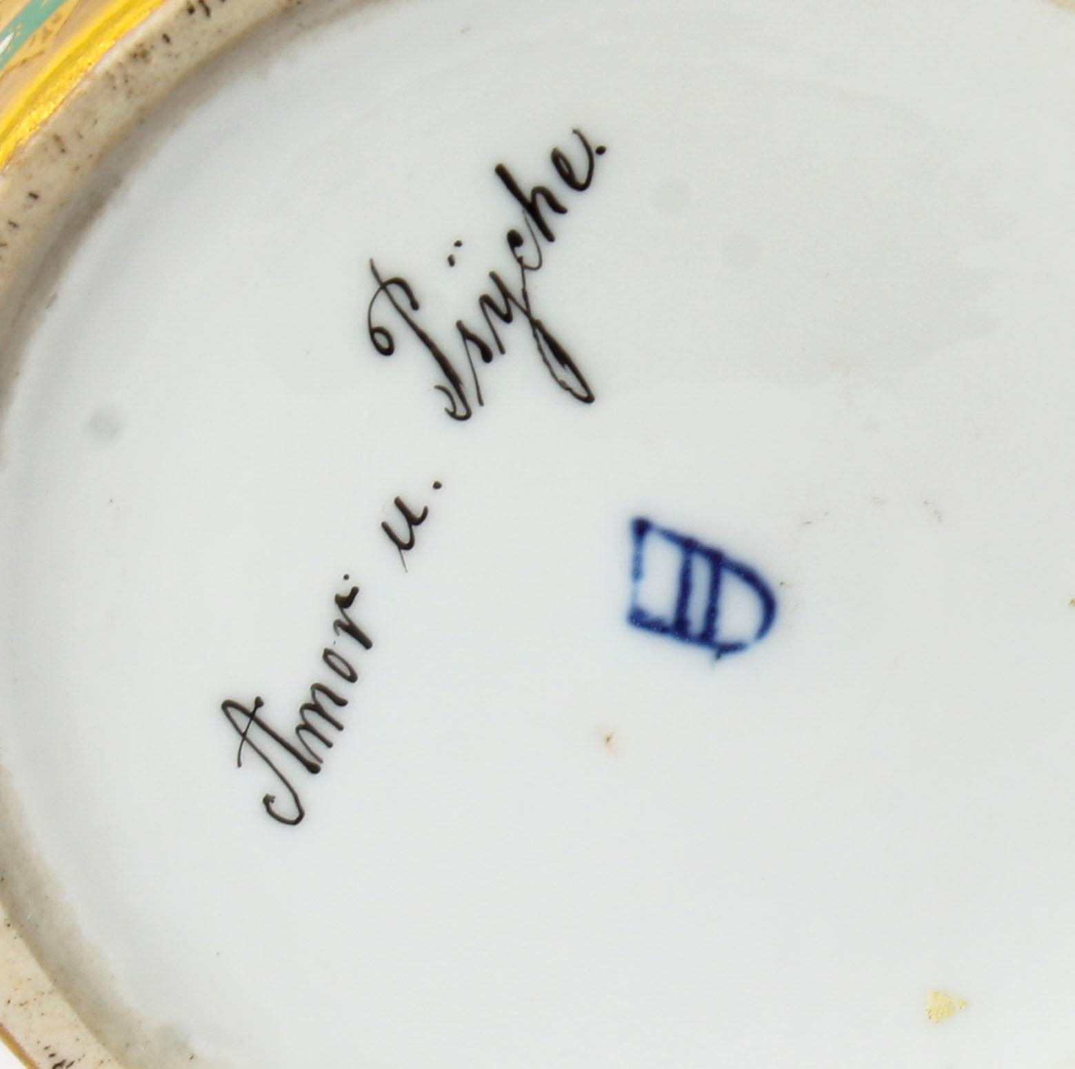 Antique Vienna Porcelain Lidded Tankard with Amor and Psyche, 19th Century 8