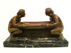 Antique Vienna Secession Jewelry Dish Sculpture, Gustav Gurschner Austria, 1900s