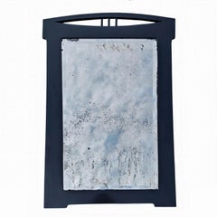 Antique Vienna Secession Mirror in black lacquered wood and faceted glass