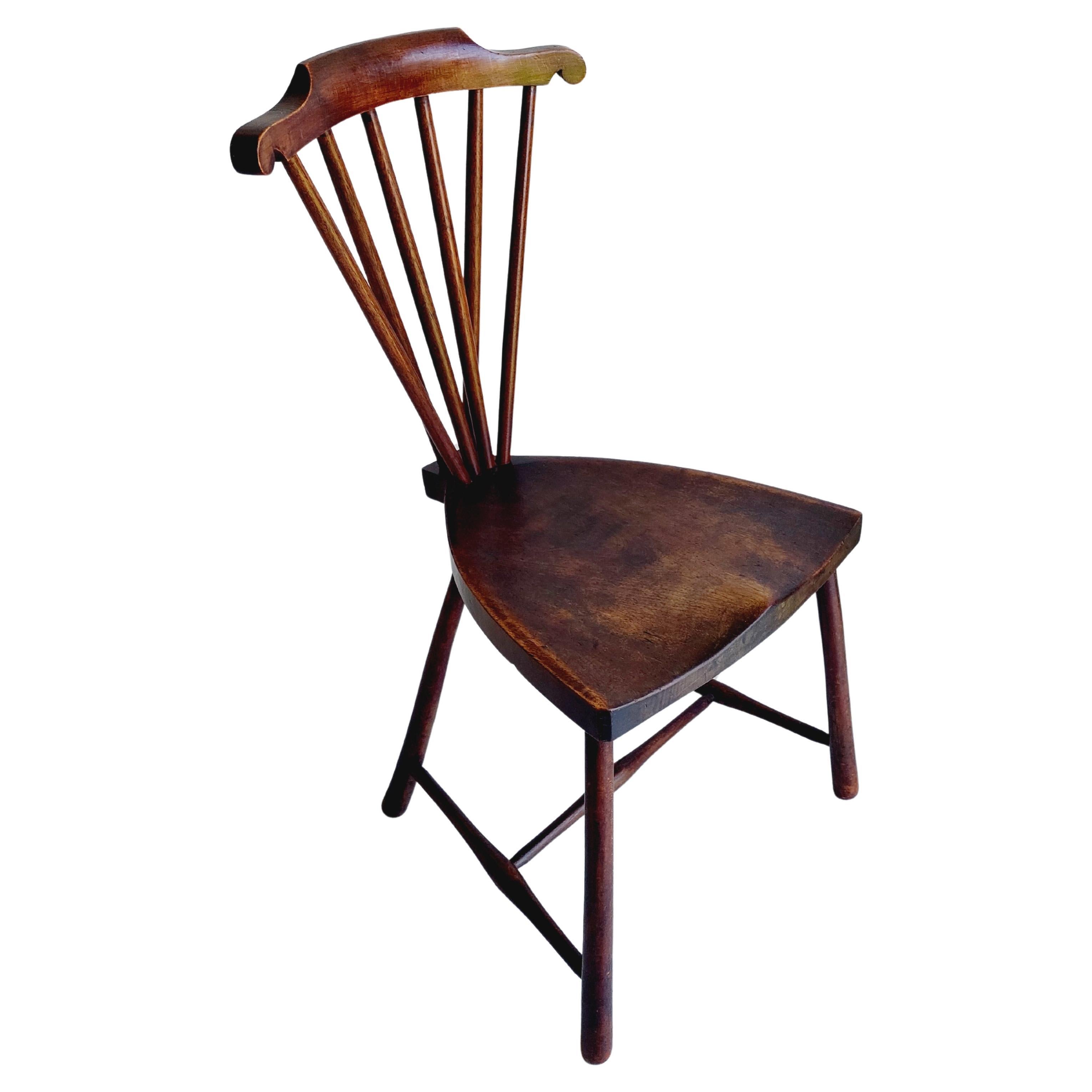 Antiker moderner Wiener Secession-Stuhl mit Fächerrückenlehne, Adolf Loos Arts & Crafts 1900er Jahre